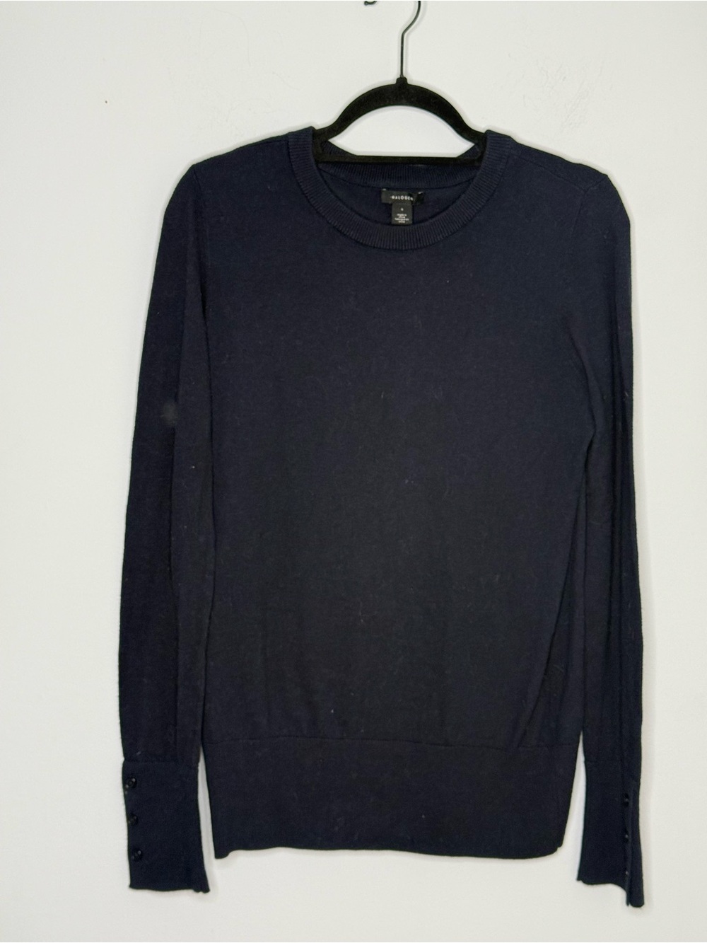 Halogen Navy Blue Cotton Blend Crew Neck Long Sleeve Pullover Sweater Womens S